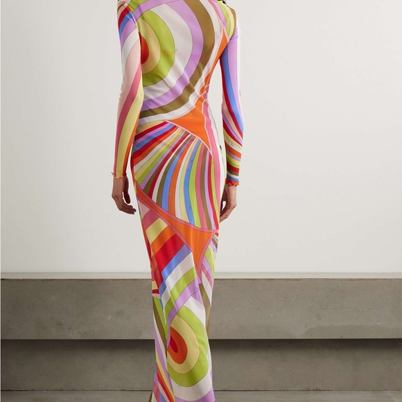 Emilio Pucci Dresses & Skirts - Emilio Pucci Multicolor Spiral Long-Sleeve Maxi Dress